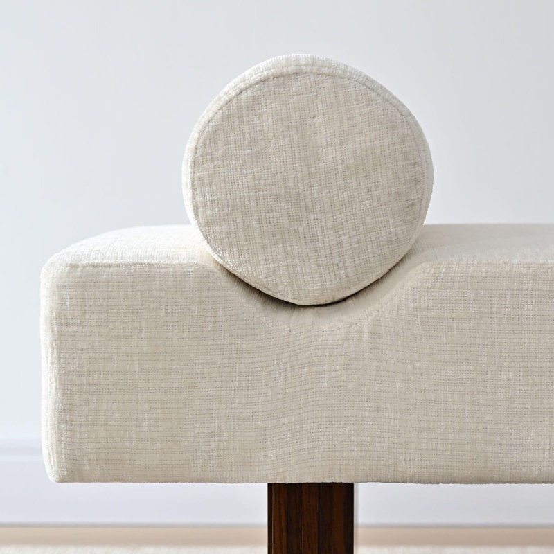 Banc rembourré en chenille l 60 po, Beige