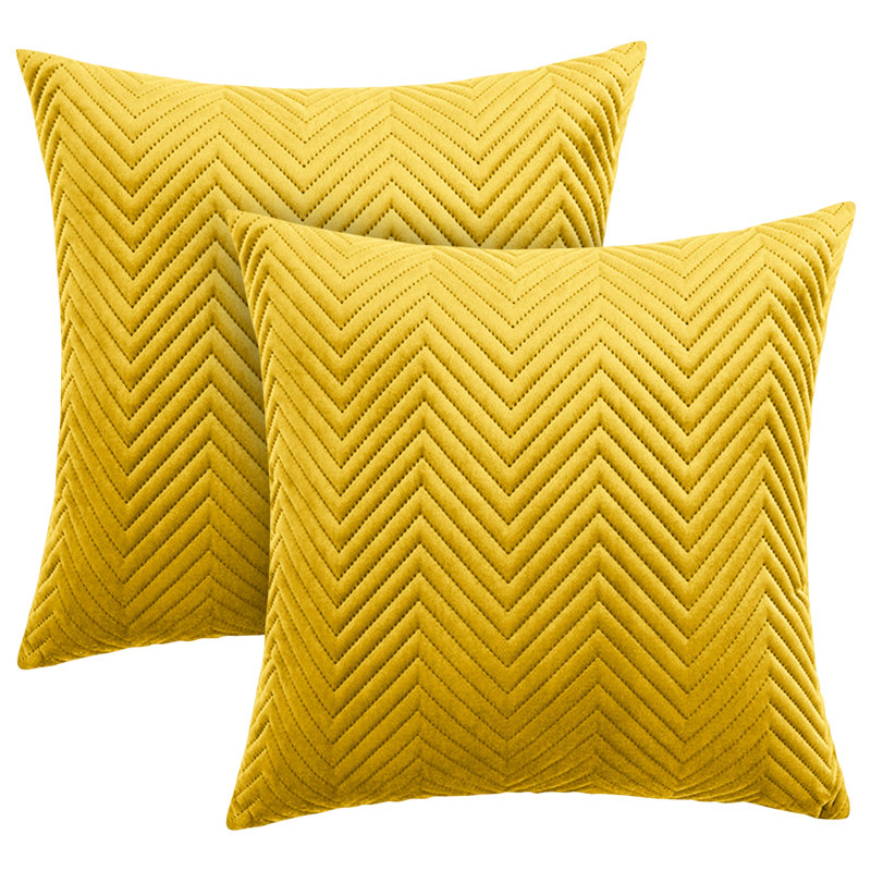 Aspire Homeware Embossed Square Velvet Cushion Cover, Pack of 2, Ochre