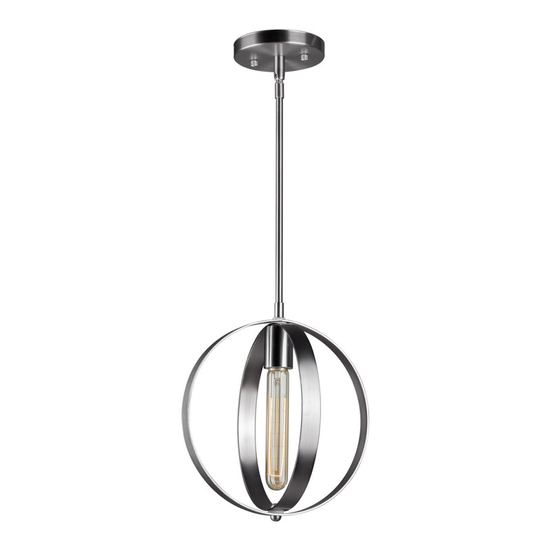 Luminaire suspendu sphère 1 lumière Brahim, Nickel brossé, H 14 po x l 10 po x P 10 po