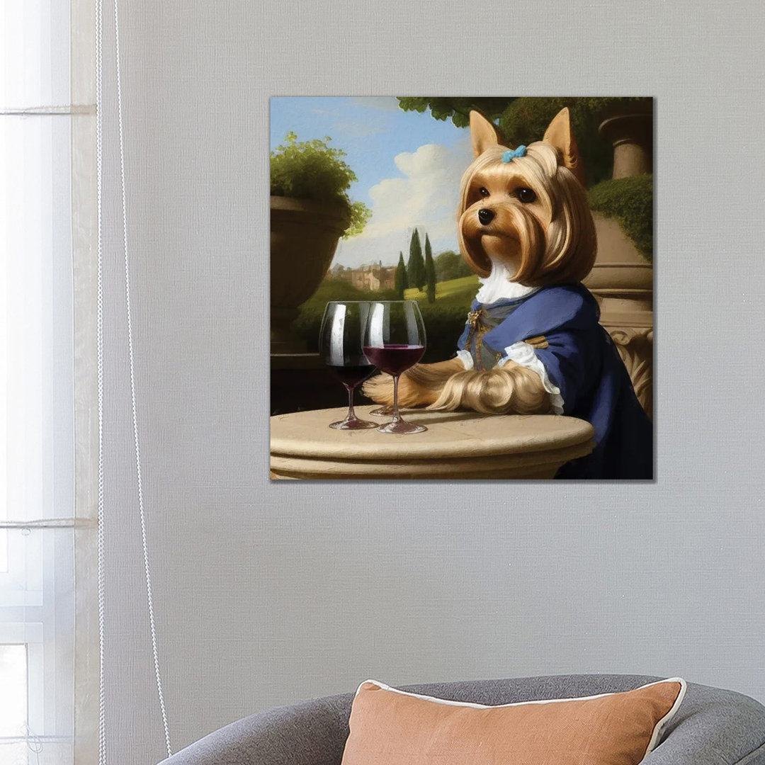 Yorkshire Terrier mit Wein von Rococo by Nobility Dogs - Gallery-Wrapped Canvas Giclée on Canvas