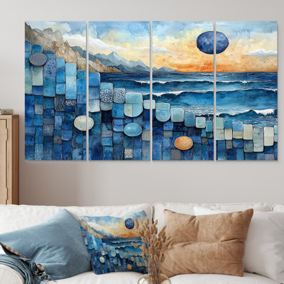 «Blue Oceans Edge of Wonder», ensemble de reproductions d'art mural bord de mer