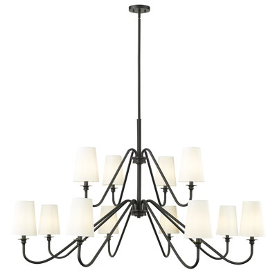 Moniet 12 - Light Steel Dimmable Shaded / Spider Chandelier