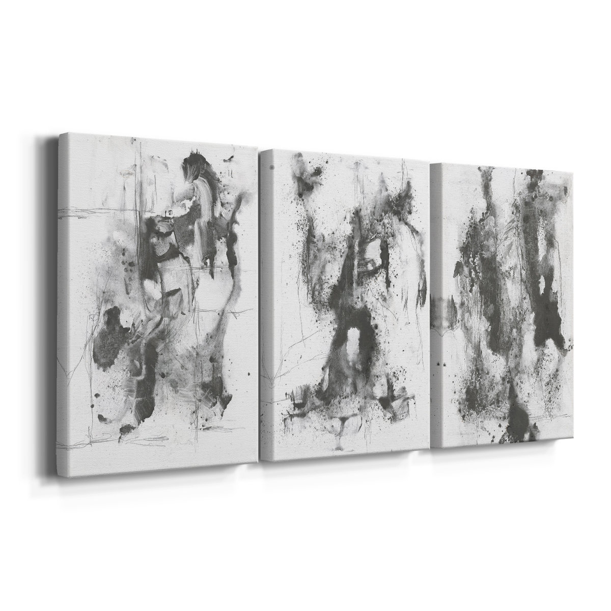 Latitude Run® Graphite Abstract I -Custom Wrapped Gallery Canvas - 3 ...