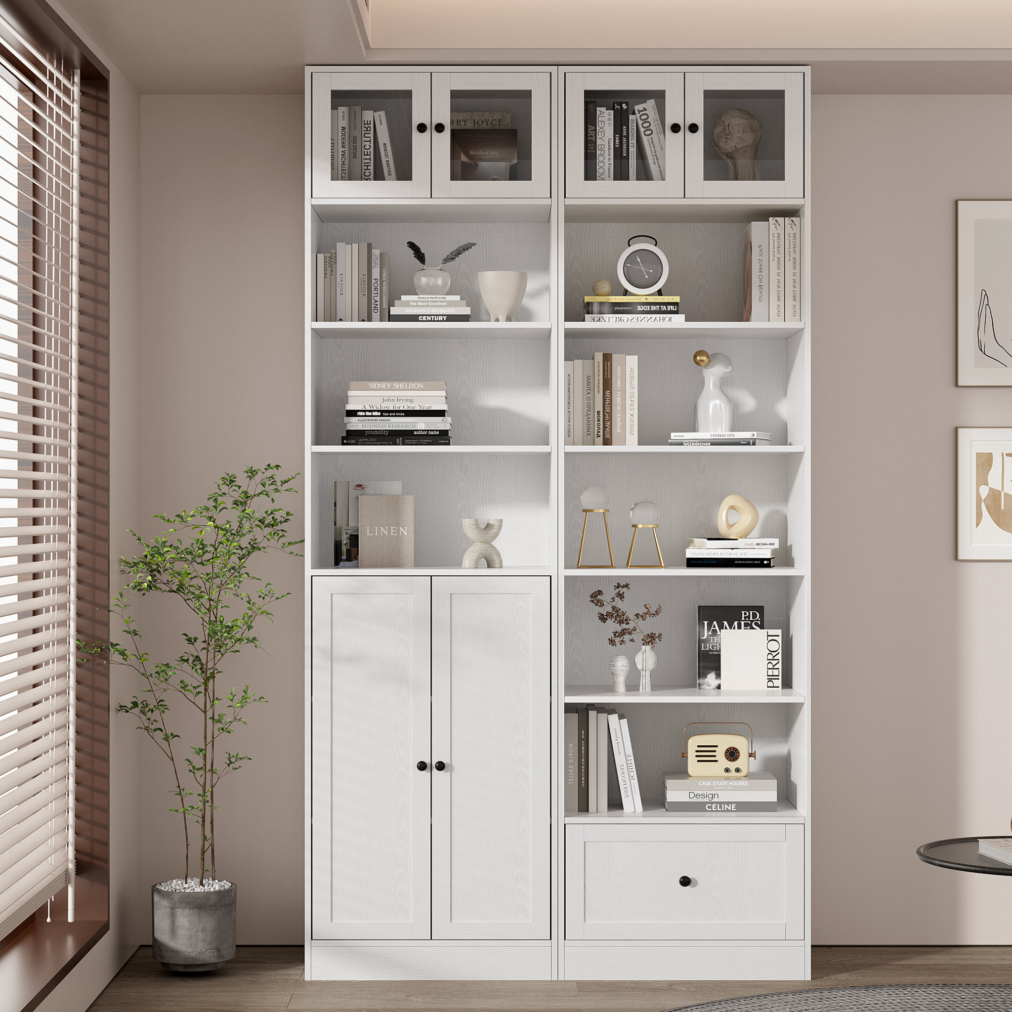 Hokku Designs 85.8'' H X 47.2'' W Kitchen Pantry With Bookcases ...
