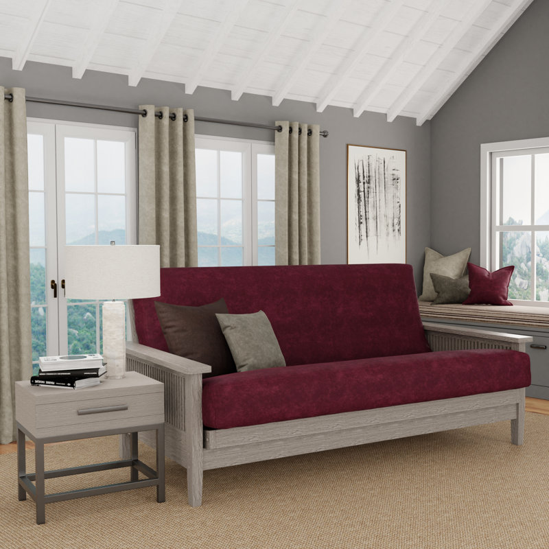 Housse pour futon à coussins carrés Leupp, Simple, Vin