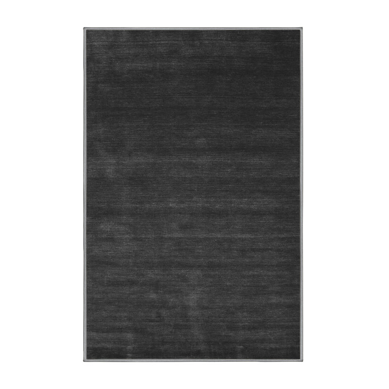 Tapis noir en chenille tissé à la machine Finck, Rectangle 8 pi x 10 pi