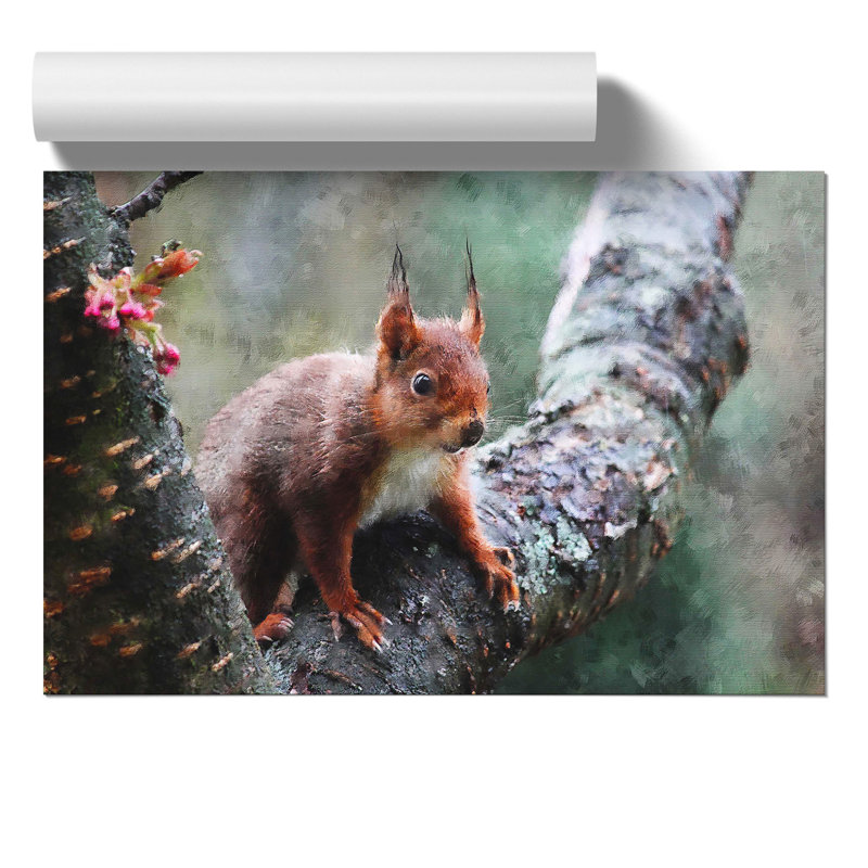 Red Squirrel Painting - Frameless Print, 42cm H x 59cm W x 0.1cm D