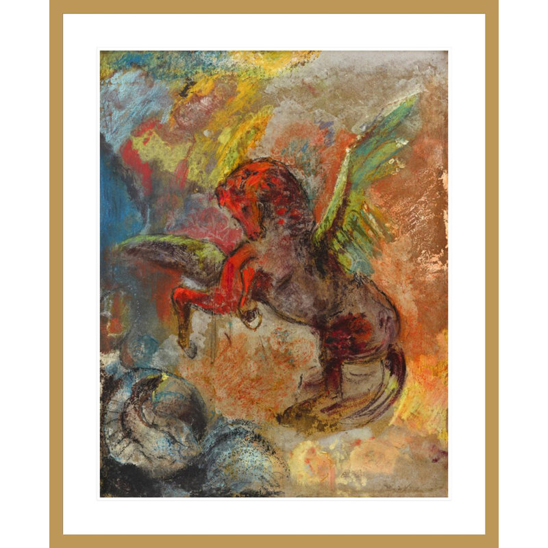 «Pegasus and Hydra» par Odilon Redon, impression giclée sur cadre, H 40,88 po x l 33,5 po