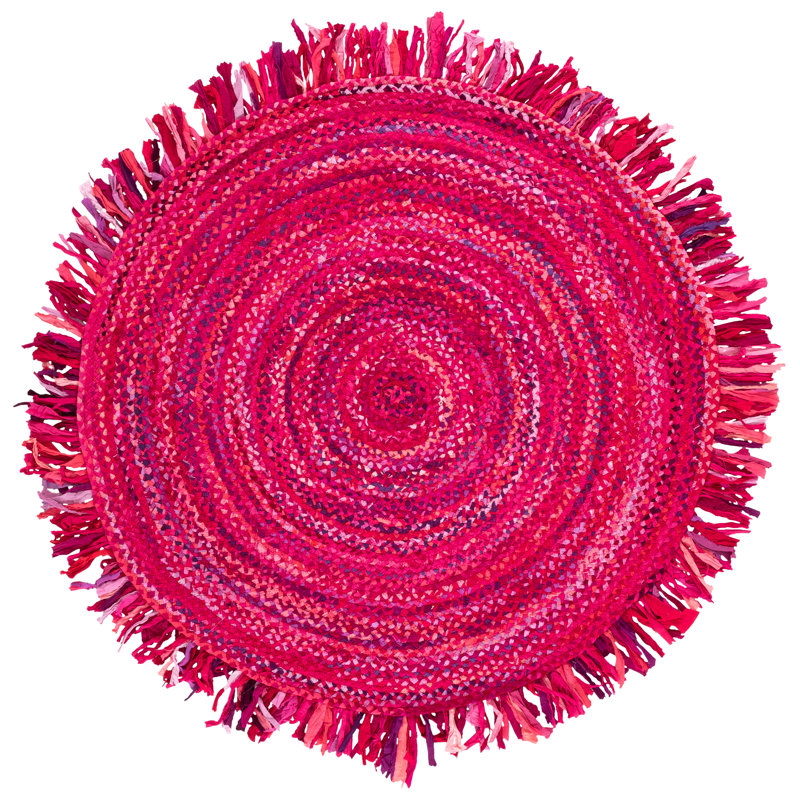 Braided Hand Woven Cotton Solid Colour Rug, Round 5'