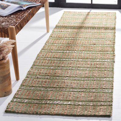 Sollars Striped Flatweave Green/Natural Area Rug