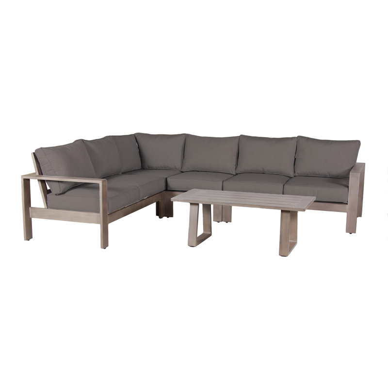 Ensemble de conversation modulaire en rotin 5 pièces avec coussins Menderes
