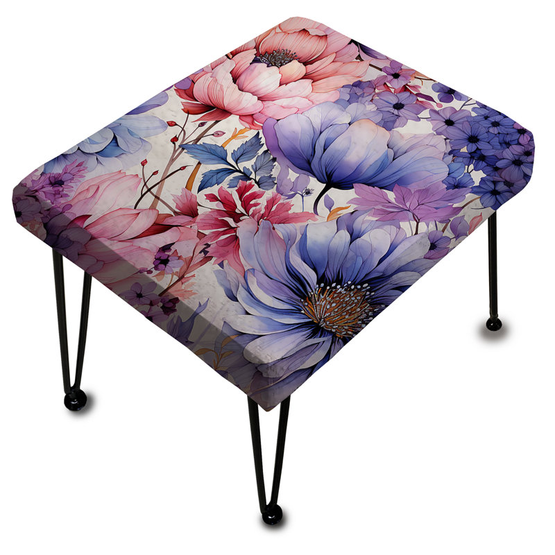 Motif floral rose et mauve aquarelle au pays des merveilles - Repose-pieds rectangulaire floral