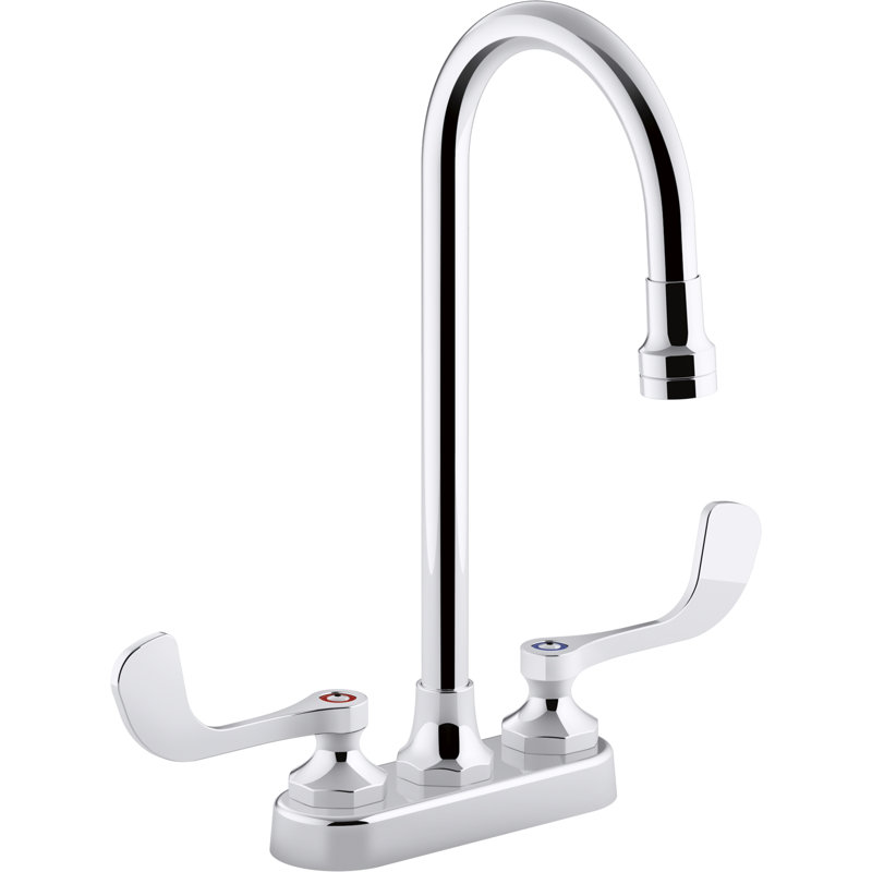 Triton Bowe 1.0 GPM Centerset Bathroom Sink Faucet with Aerated Flow, Gooseneck Spout and Wristblade Handles, Drain Not Included