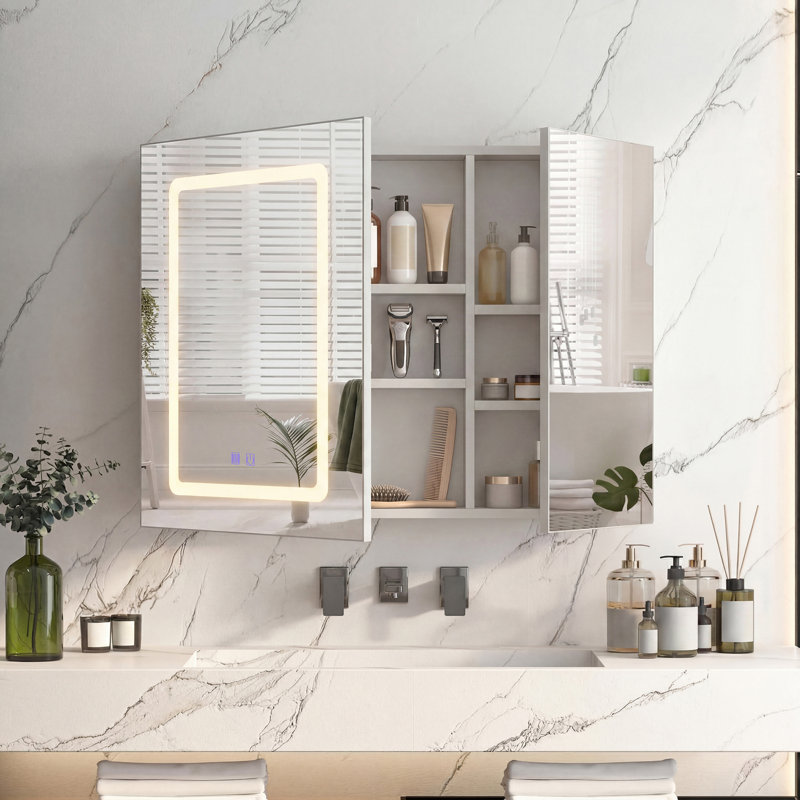 1778 mm W 1524 mm H Mirrored Bathroom Cabinets with Mirror and 4