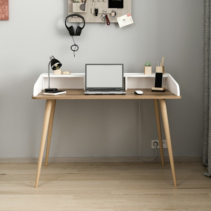 Modern Scandinavian Study Desk, Dore & White, 47.2 x 34.6 x 23.6 inches | 100% Melamine Coated Particle Board, Thickness: 0.7 inches | Stylish & Functional Design for Home Office, Study, or Workspace