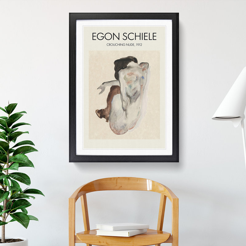 Portrait of a Woman Vol.8 Print by Egon Schiele - Picture Frame Painting, 65cm H x 48cm W x 2cm D, Black Framed