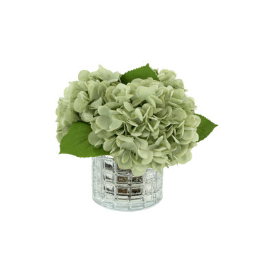 Hydrangea Floral Arrangement in Mercury Glass Vase