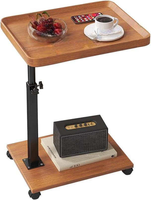 Yuan Home C-Shaped Side Table for Couch 360°Swivel TV Tray Tables with ...