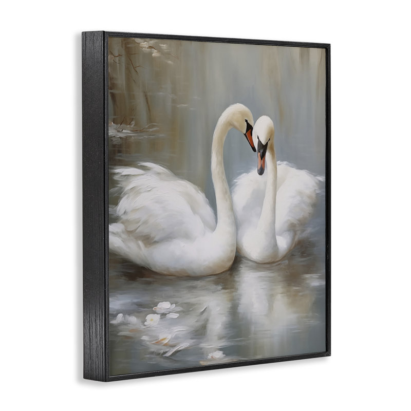 Embrasser des cygnes sur un étang, estampe numérique, design par Arlington Prints, H 14 po x l 11 po