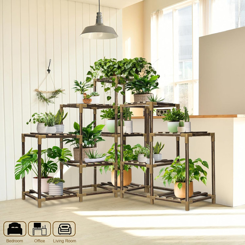 Support à plante en bois de style brun 03 45 po