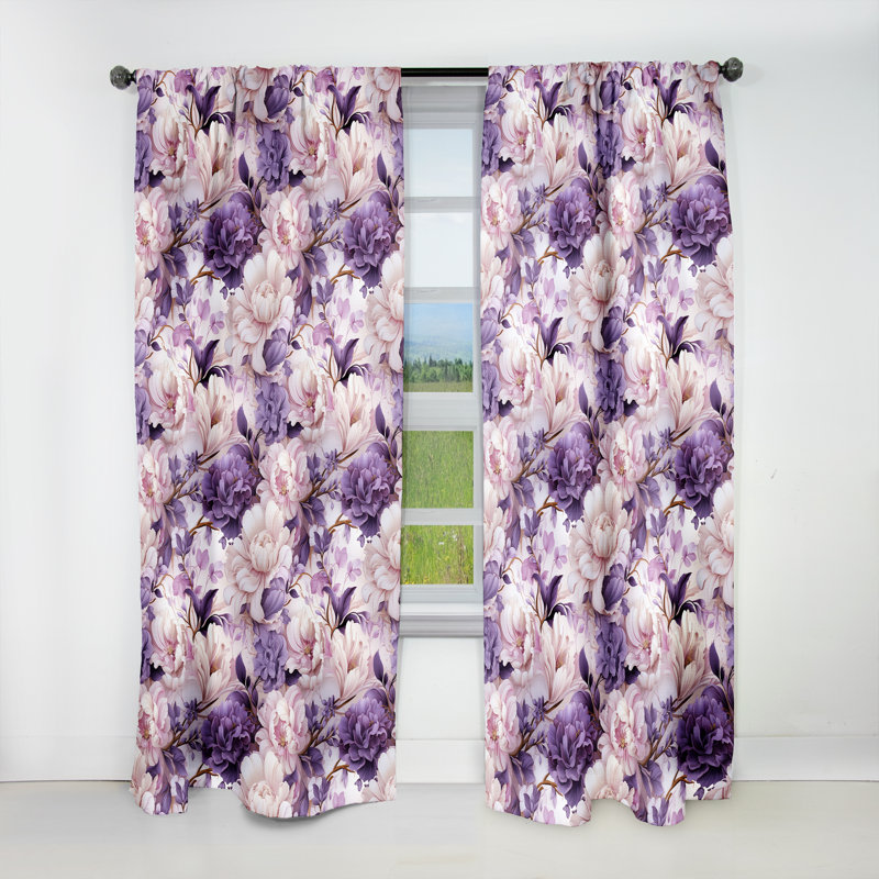 Ethereal Rococo Flourish Victorian Pattern XXV Velvet Blackout Single Curtain Panel, 52" W x 120" L