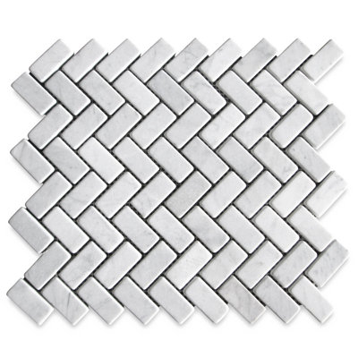 Carreau de mosaïque en marbre à chevrons 12 po x 11 po