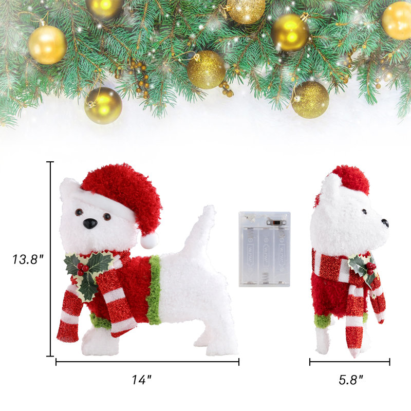 Chiot de Noël guirlande lumineuse illuminée à l'extérieur
