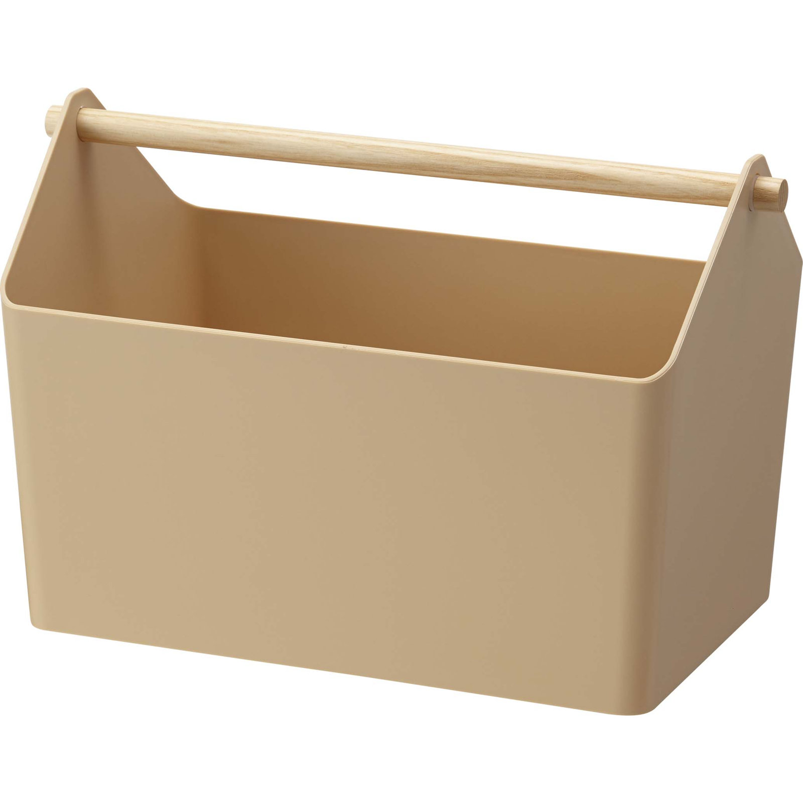Yamazaki Home Storage Organizer With Wood Handle, Beige