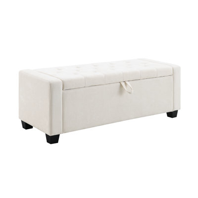 48-inch Upholstered Storage , Beige, Entryway Bench With Hinge, Button Tufting, Diamond Stitching, Holds 350 Lb, Modern For Bedroom, Living Room, Foam Filled, Pine Plywood Beige 48" Bench, Tufting