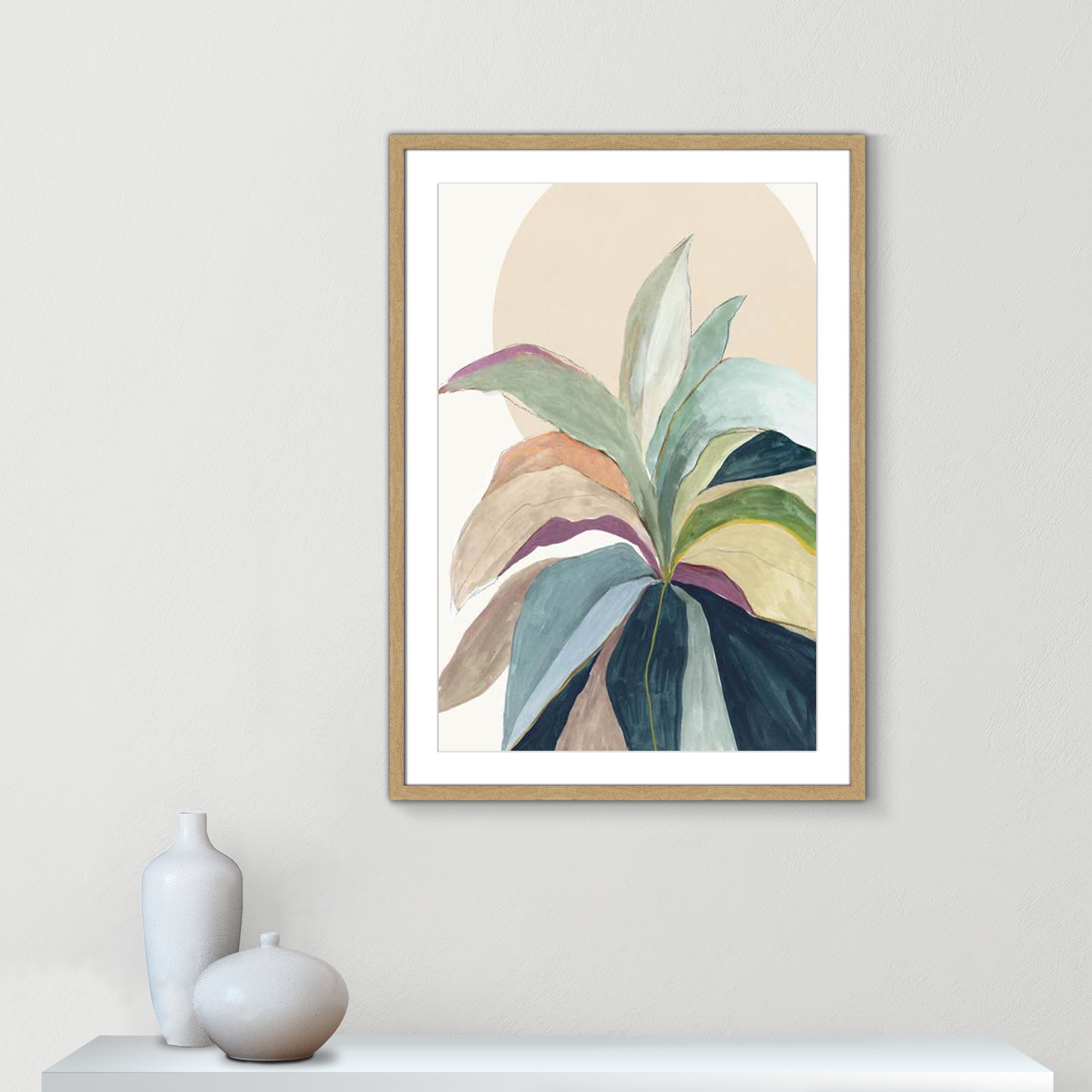 Sherbrooke Sunny Bright Leaves II by Asia Jensen Print, Natural Woodgrain Single Picture Frame, No Mat