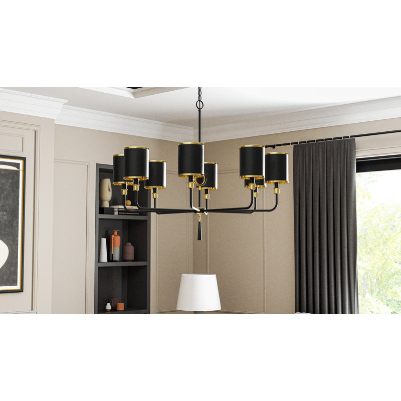 Lustre noir mat Lockery, H 35 po x l 40 po x P 40 po, 8 lumières