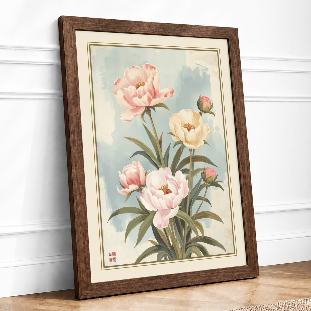 Peony Study in Bloom Botanical Framed Art Print