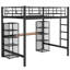 Lit mezzanine double en métal avec bureau intégré et tablettes-1765588341