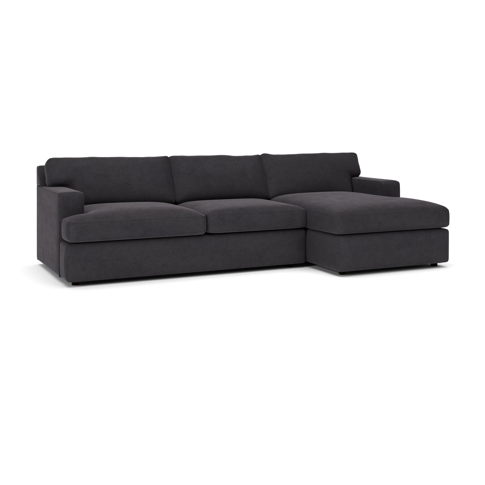 Cleo Chaise Sectional, Bella Gunmetal Performance Velvet, Right Hand Facing