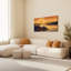 Paysage de coucher de soleil avec montagnes et pins - Ensemble d'une toile tendue-1209410460