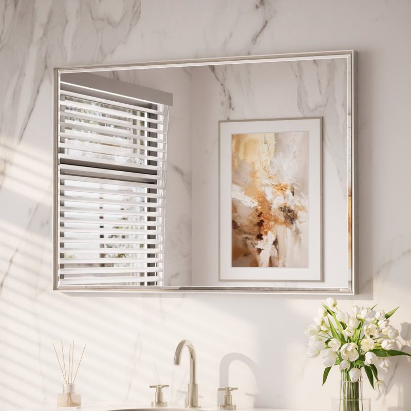 Miroir de salle de bain Areiona, 30 po x 40 po, Nickel brossé