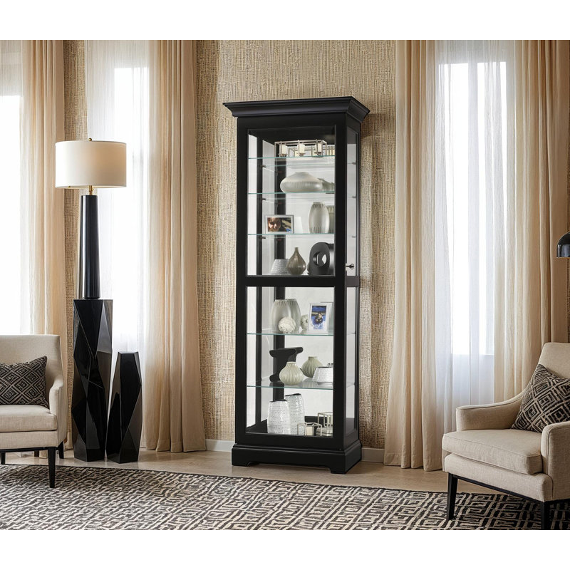 Lighted Curio Cabinet, Black Satin