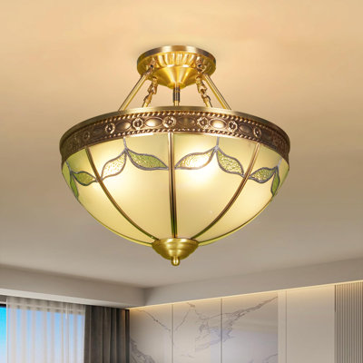 4 - Light Dimmable Retro Glass Chandelier With 3-color Bulbs