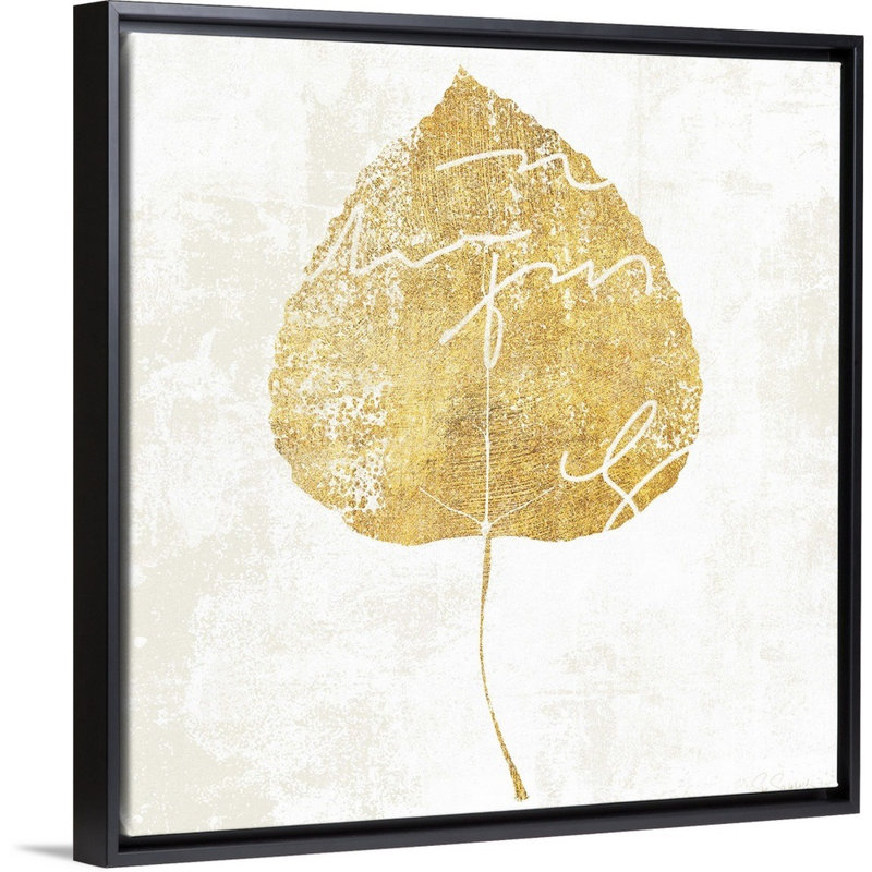 «Bronzed Leaf II», art mural sur toile, H 32 po x l 32 po, Toile avec cadre noir