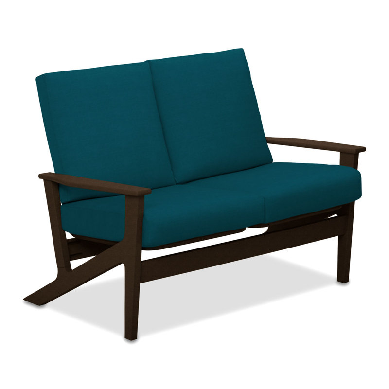Chrisa 51.5'' Wide Loveseat with Cushions, Spectrum Peacock Sunbrella® Plainweave, Textured Kona