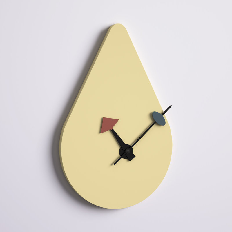 Ullyot MDF Wall Clock with Aluminum Hands and Silent Non-Ticking Teardrop Shaped Design, Ocean Green, 15''W x 9''H x 1''D