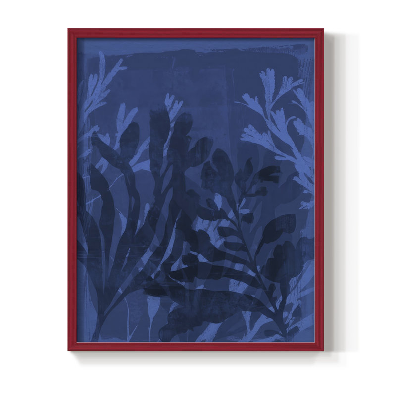 Sapphire Sea Bloom II, reproduction encadrée - bois massif, H 11 po x l 9 po, Rouge