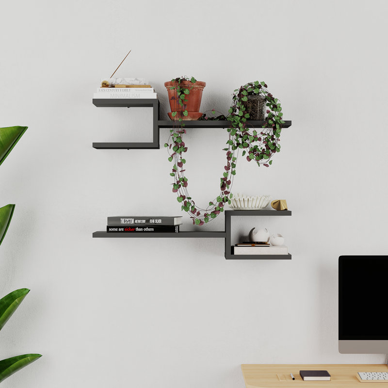 Modern Floating Wall Shelves, Anthracite