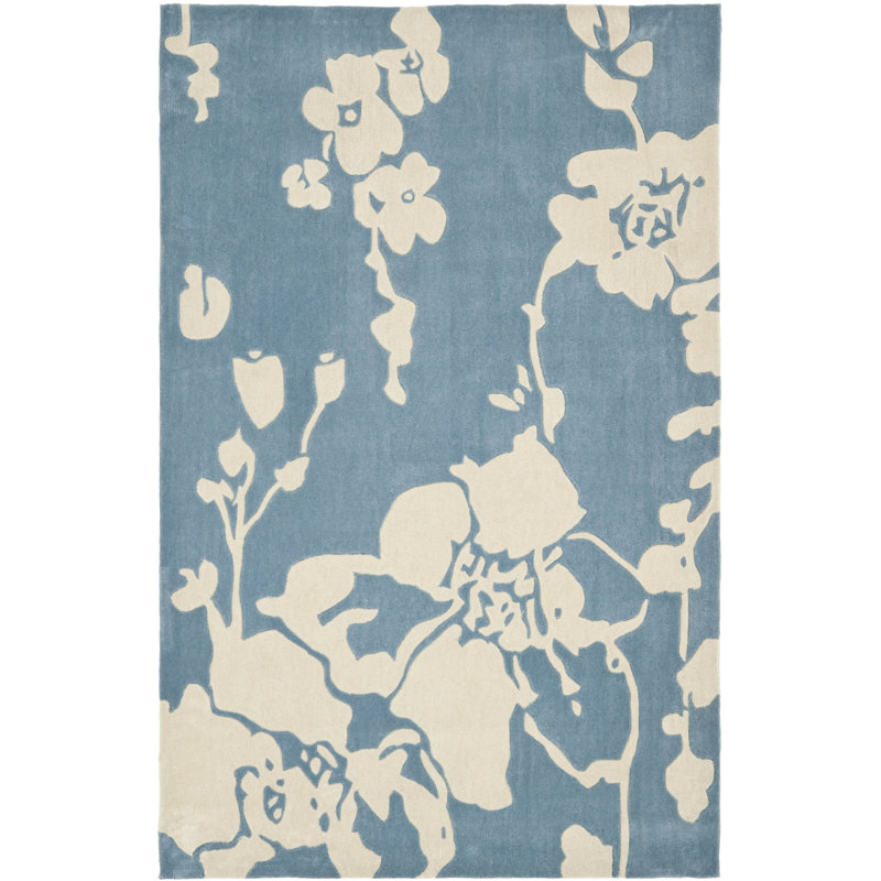 Modern Art Hand Tufted Performance Floral Rug, Rectangle 5' x 8'