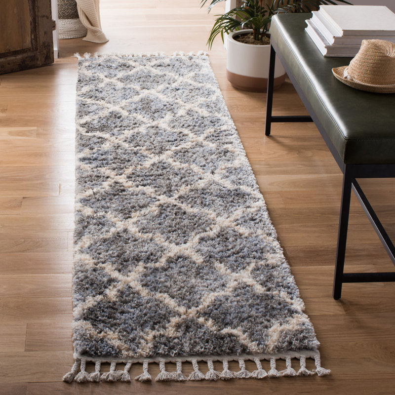 Calynn Fringe Shag Performance Geometric Rug, Runner 2' x 8'