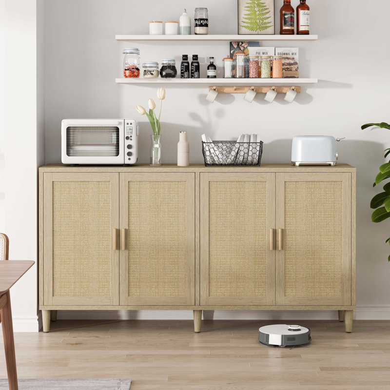 70" Rattan Buffet Cabinet With Storage