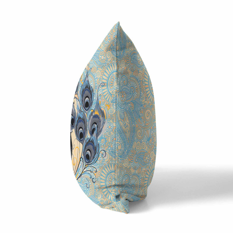 Coussin Paisley, H 16 po x l 16 po, Bleu ciel / néerlandais / cachemire gris