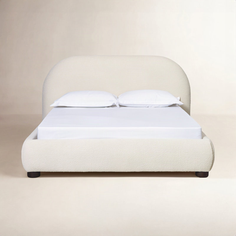 Tesso Upholstered Platform Bed, Cream, Queen