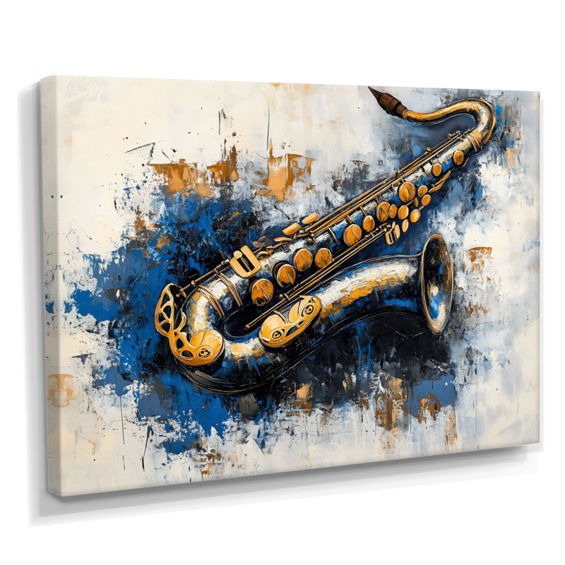 Solo de cuivres de minuit - Impression sur toile pour saxophone, H 24 po x l 32 po, Toile tendue