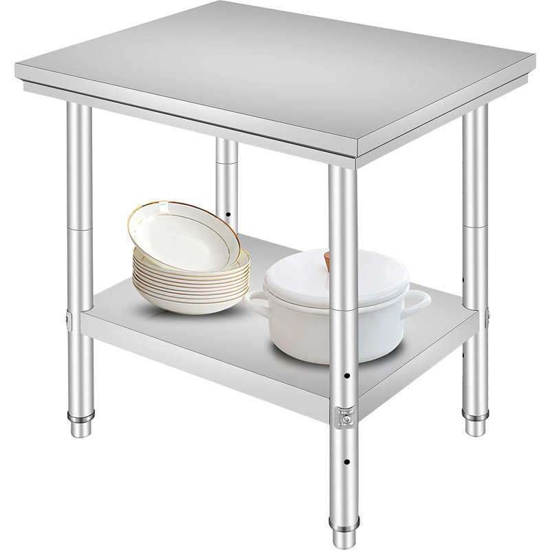 SUS201 Stainless Steel Prep Table 24 x 30 x 31 Inch 1 Piece Silver 700 lbs Load Capacity